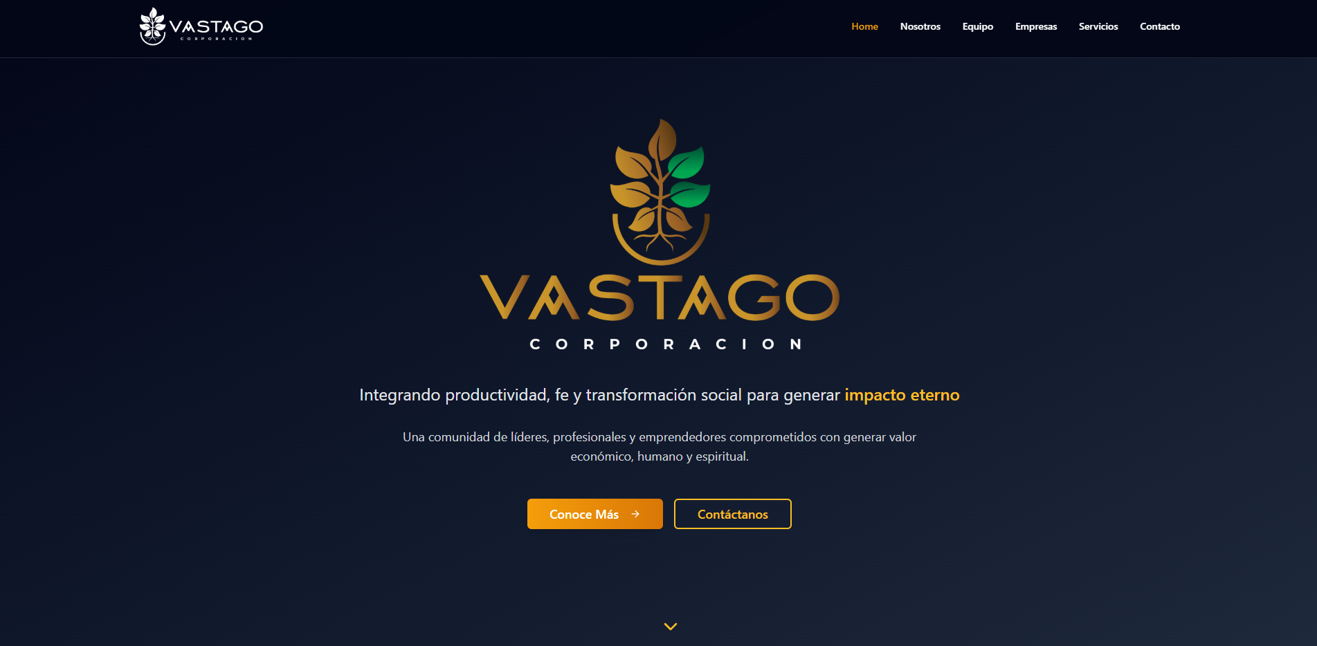 Landing Page para Vastago Corporacion